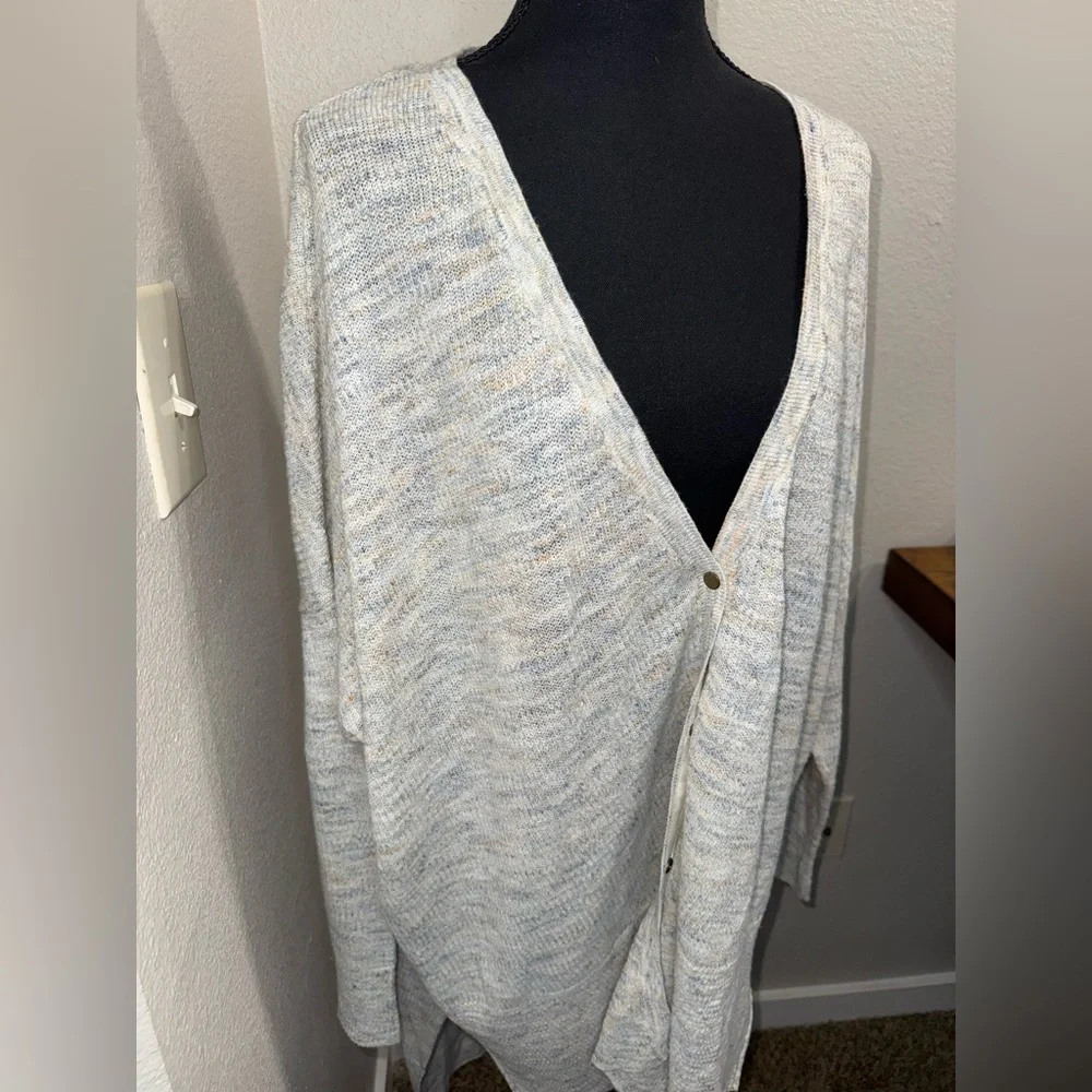 Free People Multicolor Marled‎ Button High Low TGIF Grandma Chic Cardigan- Large